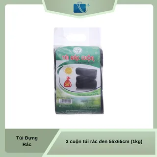 3 cuộn túi rác đen Khai Tuệ 55x65cm (1kg)