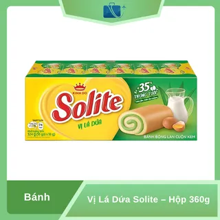 Bánh Bông Lan Cuộn Kem Vị Lá Dứa Solite – Hộp 360g (20 cái)