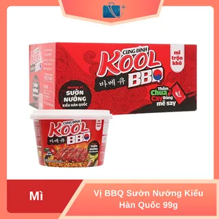 Thùng 12 Hộp Mì Cung Đình Kool BBQ Sườn Nướng Kiểu Hàn Quốc 99g