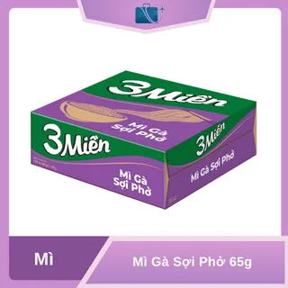 Thùng 30 Gói Mì 3 Miền Gà Sợi Phở 65g
