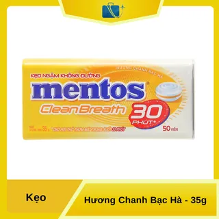 Kẹo ngậm không đường chanh bạc hà Mentos hộp 35g