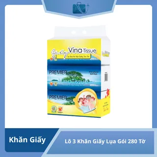 Lô 3 Khăn Giấy Lụa Premier VinaTissue Gói 280 Tờ
