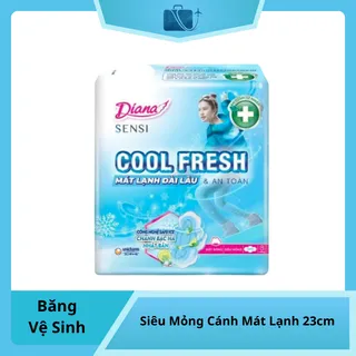 Băng Vệ Sinh Diana Sensi Cool Fresh Siêu Mỏng Cánh Mát Lạnh 8 Miếng 23cm