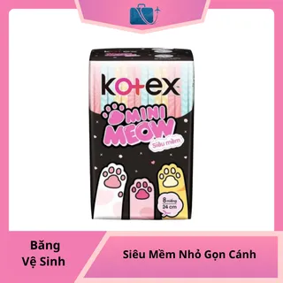Băng vệ sinh Kotex Mini Meow Siêu Mềm Nhỏ Gọn Cánh 8 miếng