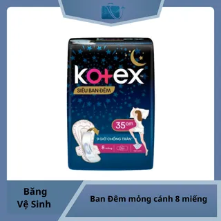 Băng vệ sinh Kotex Siêu Ban Đêm mỏng cánh 35cm 8 miếng - Kotex