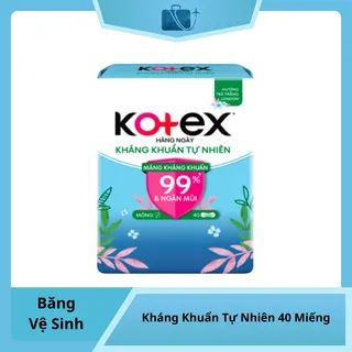 Băng Vệ Sinh Kotex Hàng Ngày Kháng Khuẩn Tự Nhiên 40 Miếng