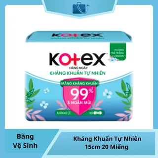 Băng vệ sinh Kotex Hàng Ngày Kháng Khuẩn Tự Nhiên 15cm 20 Miếng