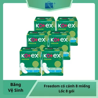 Lốc 8 gói băng vệ sinh Kotex Freedom có cánh 8 miếng