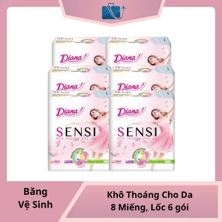 Lốc 6 gói băng vệ sinh Diana Sensi siêu mỏng cánh 8 miếng