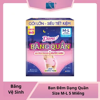 Băng Vệ Sinh Diana Sensi Ban Đêm Dạng Quần Size M-L 5 Miếng