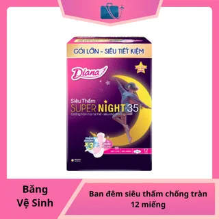 Băng vệ sinh ban đêm Diana Super Night siêu thấm chống tràn 12 miếng