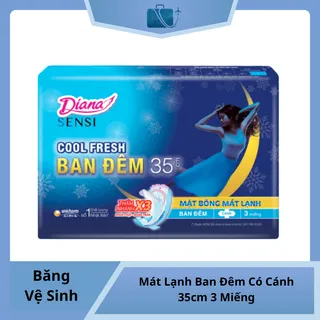 Băng Vệ Sinh Mát Lạnh Ban Đêm Diana Sensi Cool Fresh Night Có Cánh 35cm 3 Miếng