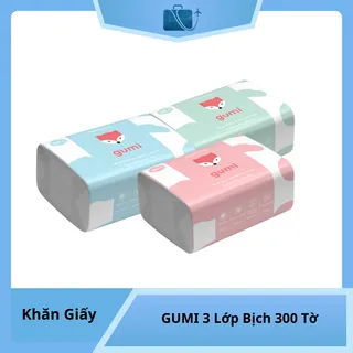 Khăn Giấy Rút GUMI 3 Lớp – Bịch 300 Tờ Mềm Mại, Thấm Hút Tốt, An Toàn Cho Mọi Loại Da