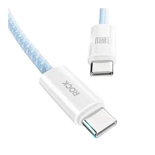 Cáp Sạc Nhanh ROCK Rainbow 100W Type-C 1.2m Xanh